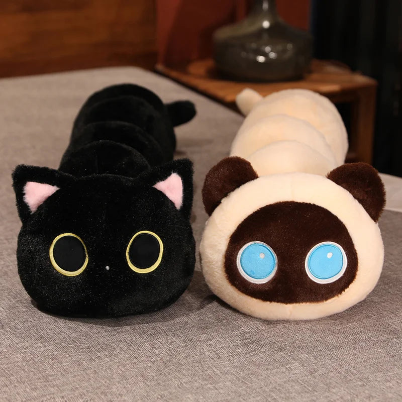 Almohada de gato grande y suave para niños, cojín de gato de oruga blanco y negro, juguetes de peluche para niños, nuevo