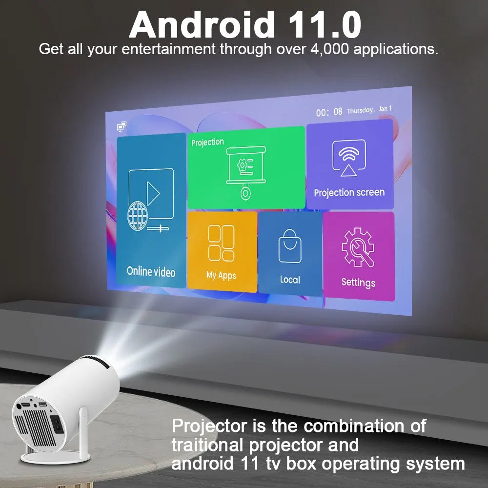 Magcubic-proyector HY300 PRO, 4K, Android 11, Dual, Wifi6, 260ANSI, Allwinner H713, BT5.0, 1080P, 1280x720P, cine en casa, proyector al aire libre