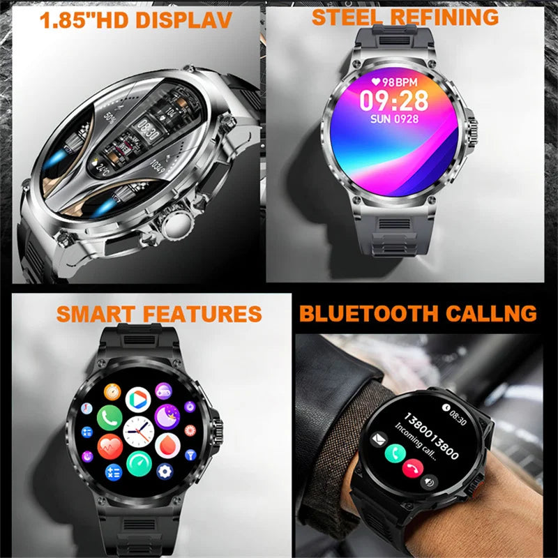 Reloj inteligente ultra HD de 1,85 pulgadas, dispositivo con seguimiento GPS, llamadas HD por Bluetooth, Batería grande de 710 mah, dial de 400 +, adecuado para Huawei y Xiaomi