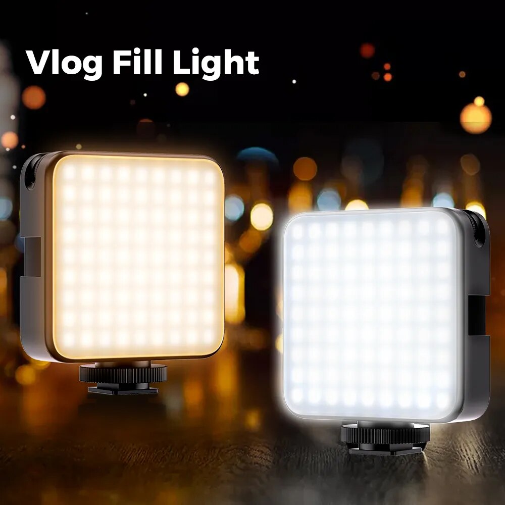 APEXEL-Luz LED de vídeo de relleno Vlog, lámpara de luz de vídeo de 2500-6500K, sin escalonamiento, 850LM, 6W, fría con zapata, Mini LUZ DE Selfie, batería de 2000mAh