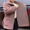 Abrigo de lana de cordero grueso de terciopelo de manga larga para mujer, abrigo cálido de longitud media, Otoño e Invierno