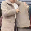 Abrigo de lana de cordero grueso de terciopelo de manga larga para mujer, abrigo cálido de longitud media, Otoño e Invierno
