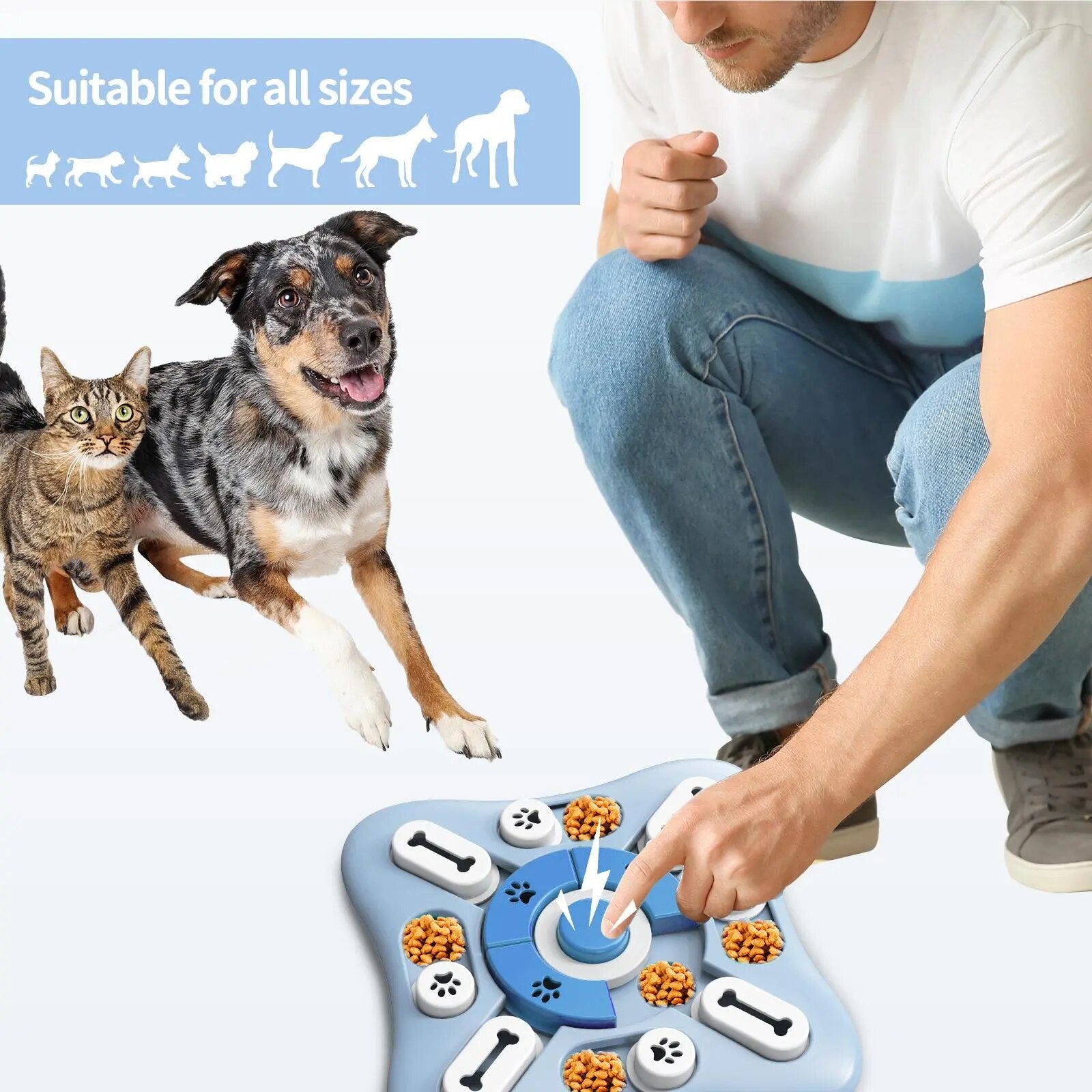 Alimentador lento interactivo para perros, dispensador de comida IQ para cachorros, cuenco antideslizante para comer lentamente, rompecabezas para mascotas, juego de entrenamiento para gatos y perros