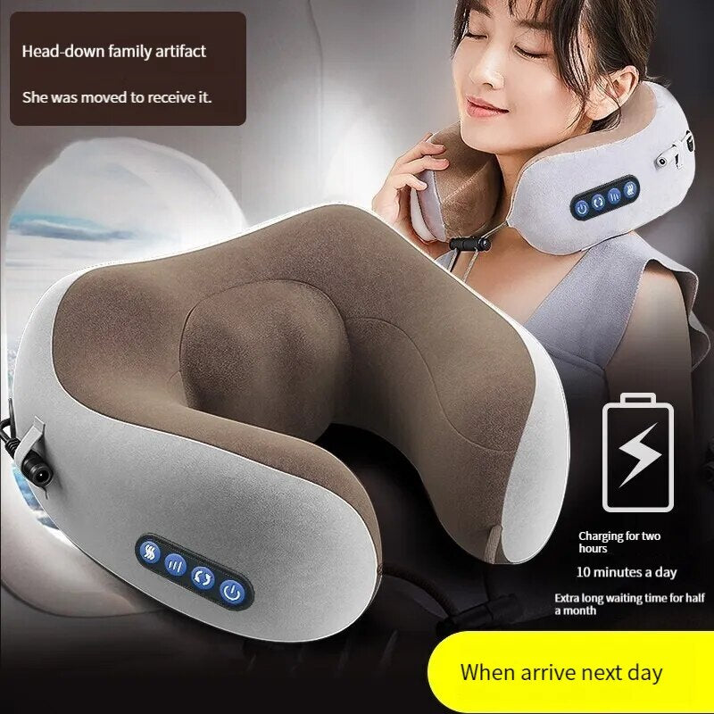 Almohada de masaje en forma de U, masajeador cervical, simulación de amasamiento humano para coche, hogar, hombro y cuello, protector de cuello multifuncional tr