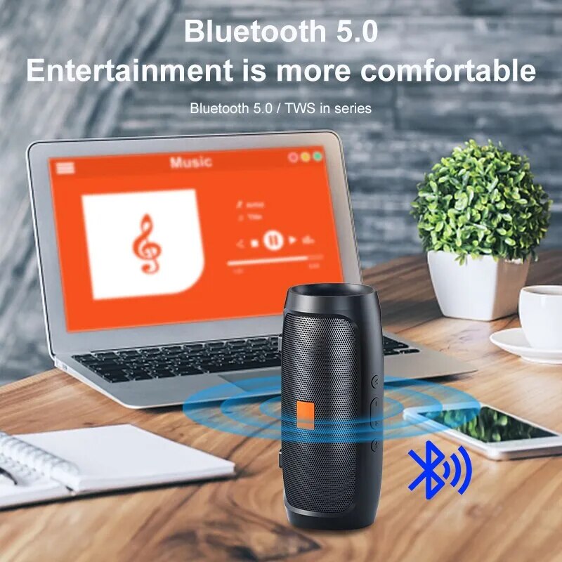 Altavoz Bluetooth estéreo para exteriores, dispositivo inalámbrico con Reproducción USB, Radio Fm, transmisión de voz, Subwoofer portátil 50