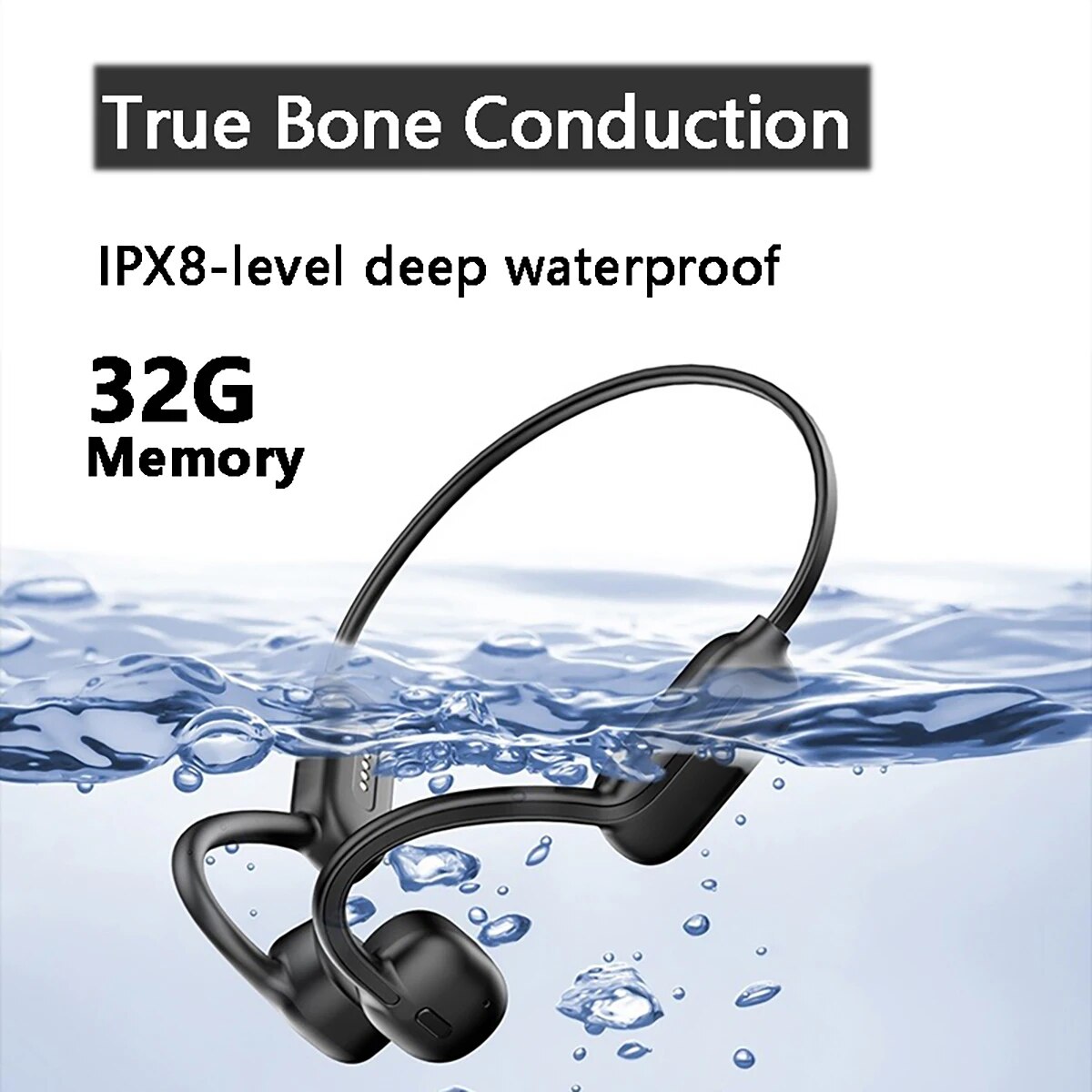 Auriculares inalámbricos IPX8 para natación, cascos de conducción ósea Real, con Bluetooth, 32G, resistentes al agua, deportivos, con micrófono, 2023