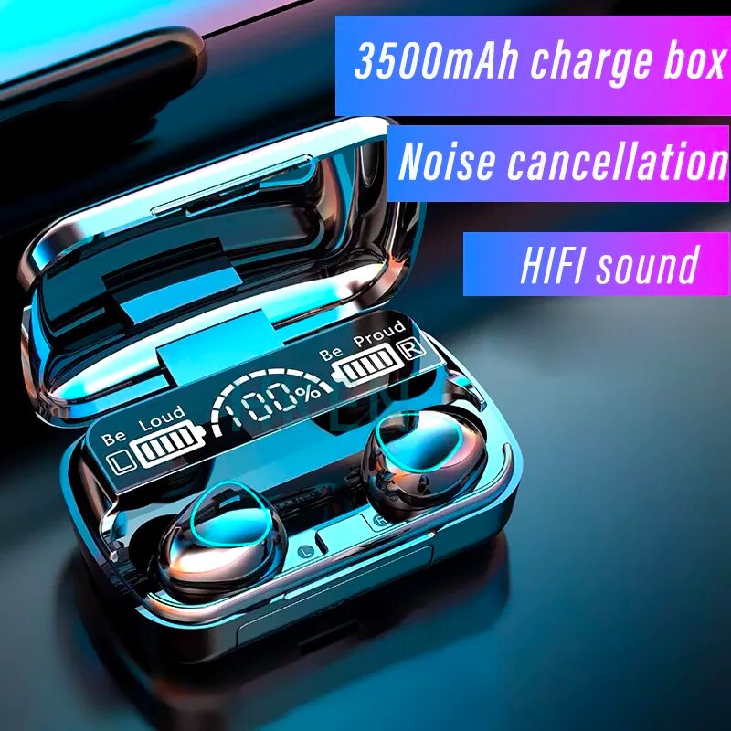 Auriculares inalámbricos con Bluetooth V5.0, dispositivo de audio TWS con pantalla LED, batería externa y micrófono, 3500mAh