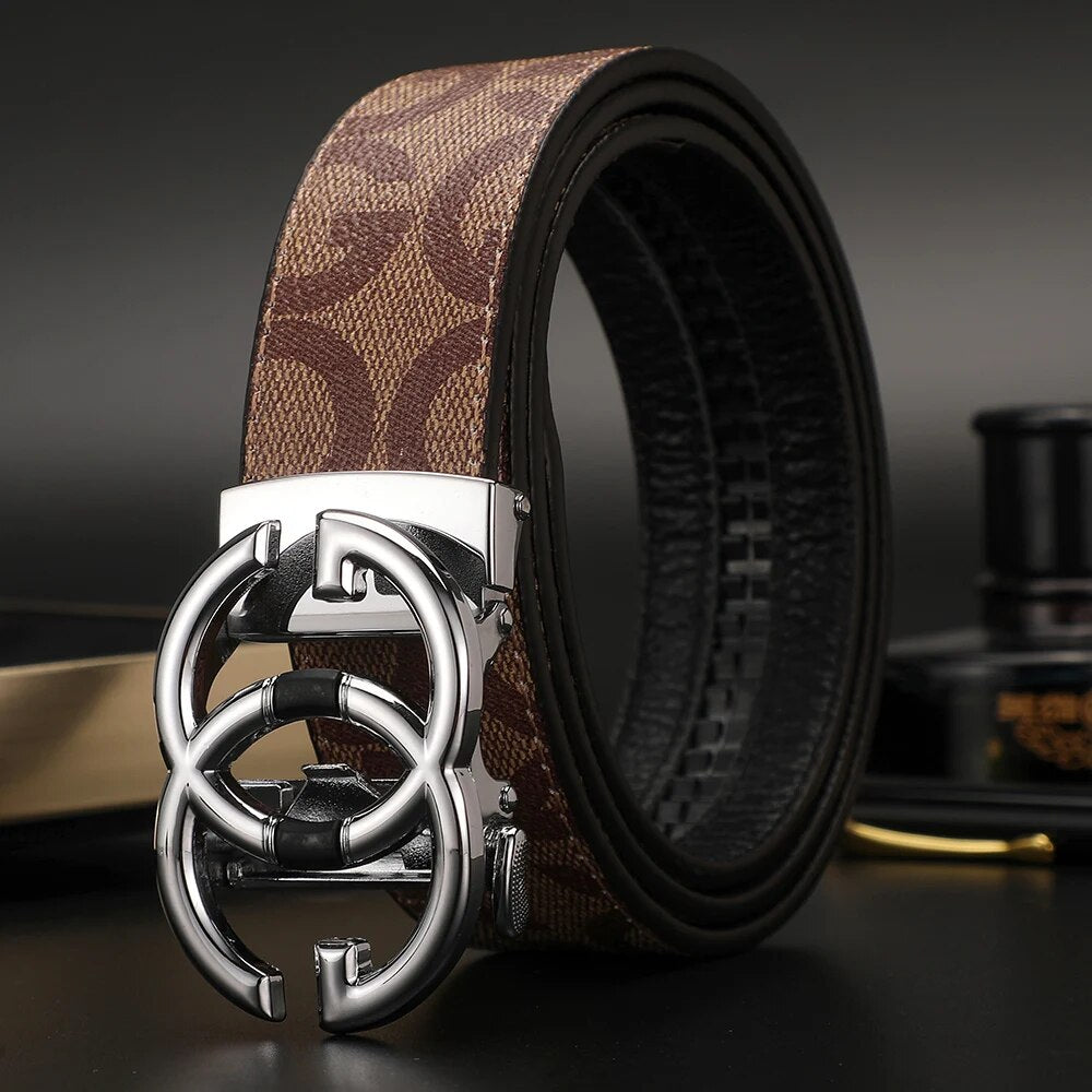Cinturón de cuero con hebilla de alta calidad para hombre y mujer, cinturón informal de piel de vaca para negocios, pretina de vaquero, diseñador de moda masculina