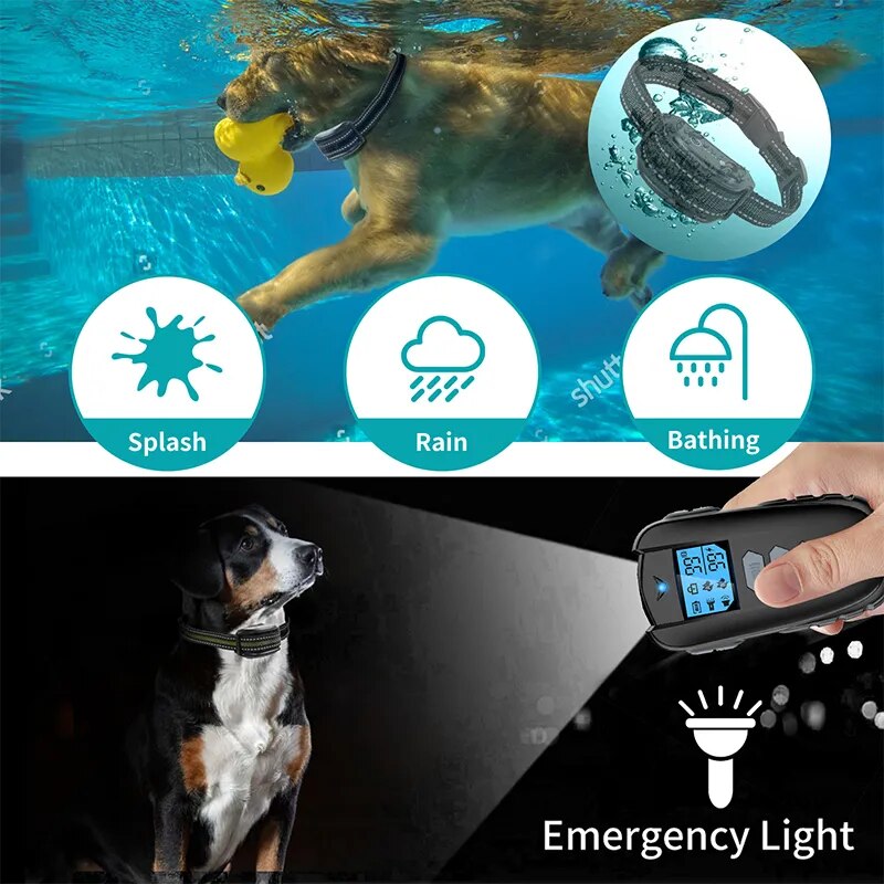 Collar eléctrico de entrenamiento para perros, a prueba de agua, con vibración y sonido, recargable, Control remoto, 1000ft