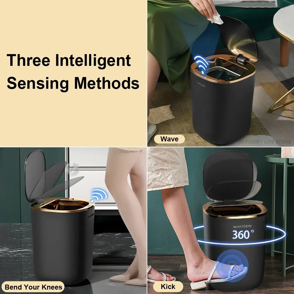 Cubo de basura automático con Sensor inteligente para el baño, cubo de basura de lujo para cocina, inodoro, hogar inteligente, 12L