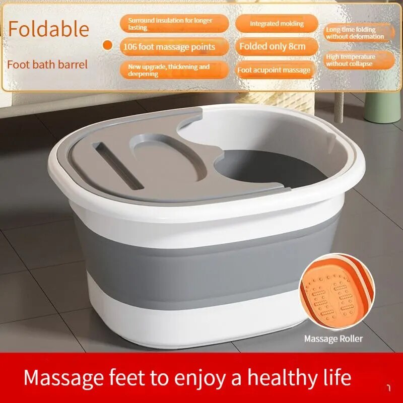Cubo de remojo de pies de gran capacidad, lavabo plegable, bañera portátil, baño de pies, masaje