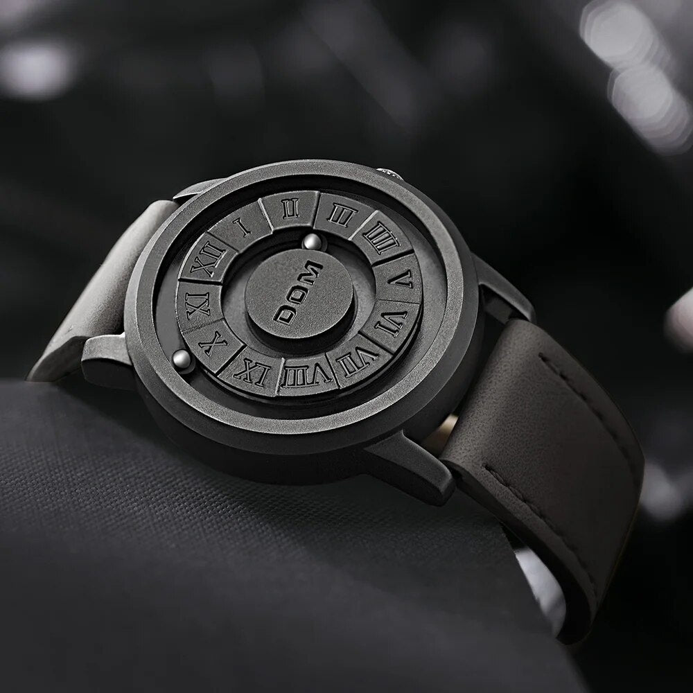DOM Trend concept reloj magnético para hombre, nueva personalidad, tecnología creativa, puntero rodante, rodamiento de bolas, moda, wate