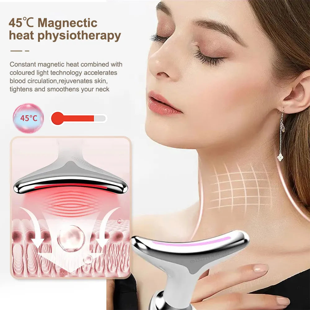 Dispositivo de belleza facial para cuello EMS, masajeador de estiramiento facial para el cuello, dispositivo de estiramiento de la piel, terapia de fotones LED, removedor de doble barbilla antiarrugas
