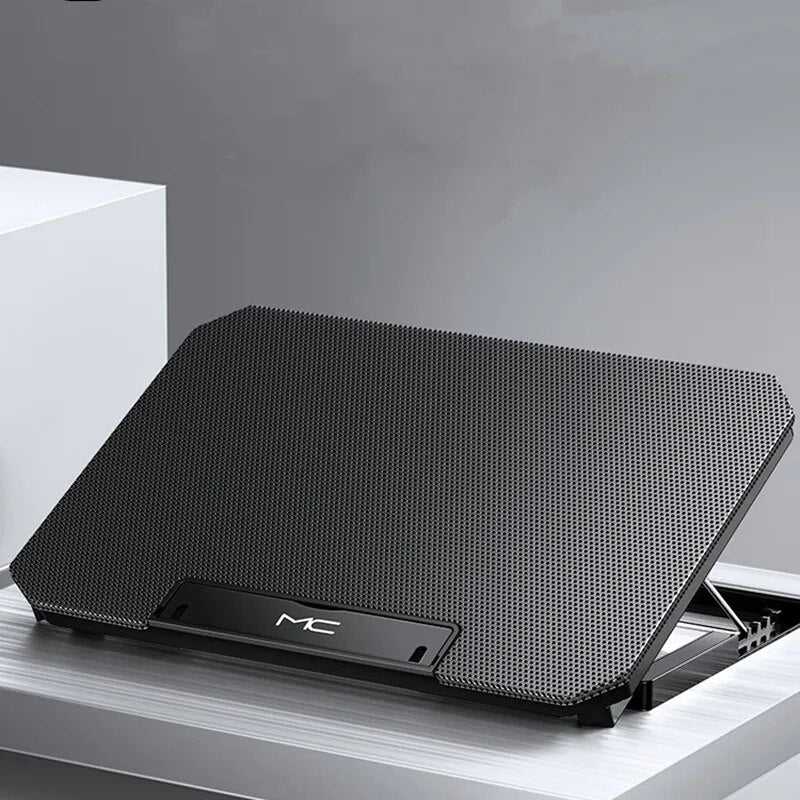 Enfriador de ordenador portátil para videojuegos, soporte silencioso ajustable de gran tamaño para Notebook de 12 a 16 pulgadas, dos almohadillas de refrigeración USB, velocidad del viento