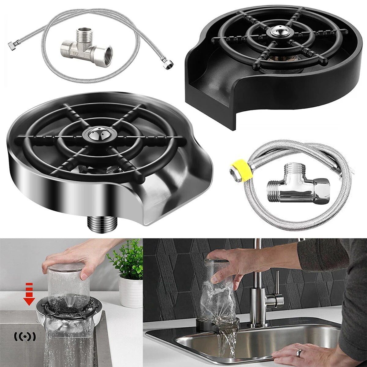 Enjuagador de vidrio de grifo de alta presión para fregadero de cocina, lavadora automática de tazas de vidrio, accesorios de Bar, limpiador de tazas de cerveza, café, leche y té