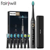 Fairywill-cepillo de dientes eléctrico FW-507, 5 modos, Cargador USB, temporizador de repuesto, 8 cabezales