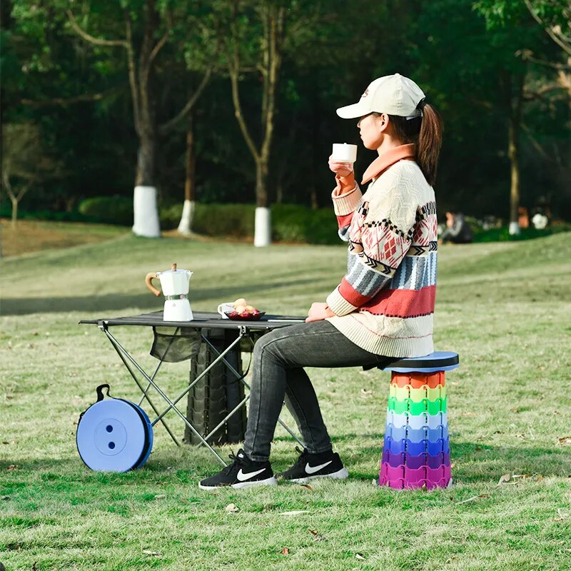 GIANXI-taburete telescópico plegable portátil, silla ligera de plástico para cola de Metro, Camping al aire libre, pesca con bolsa de transporte