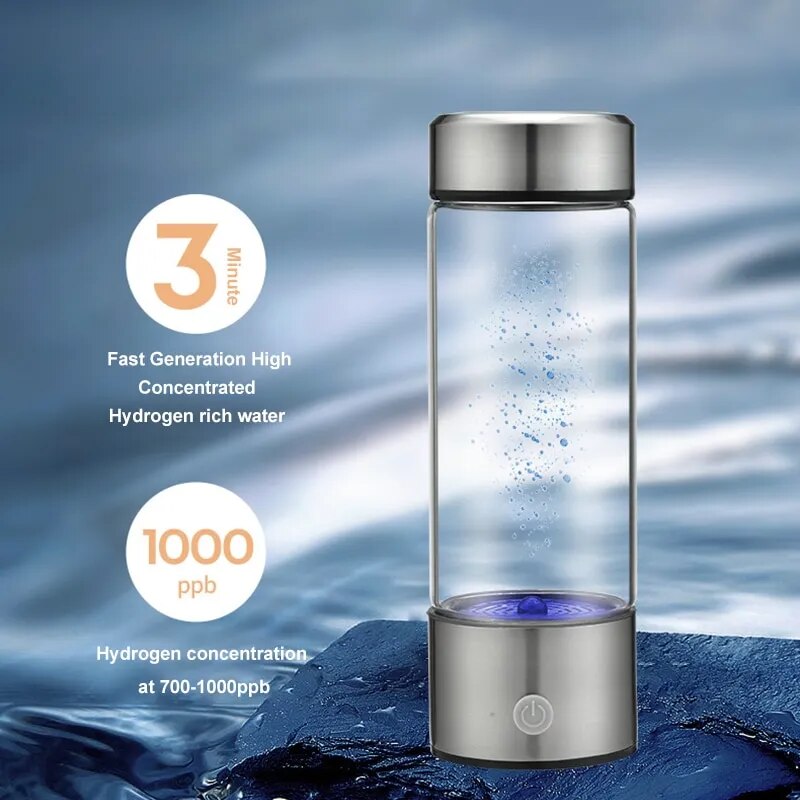 Generador de agua de hidrógeno portátil, 450ml, modo de 3 minutos, alta concentración, 1 unidad