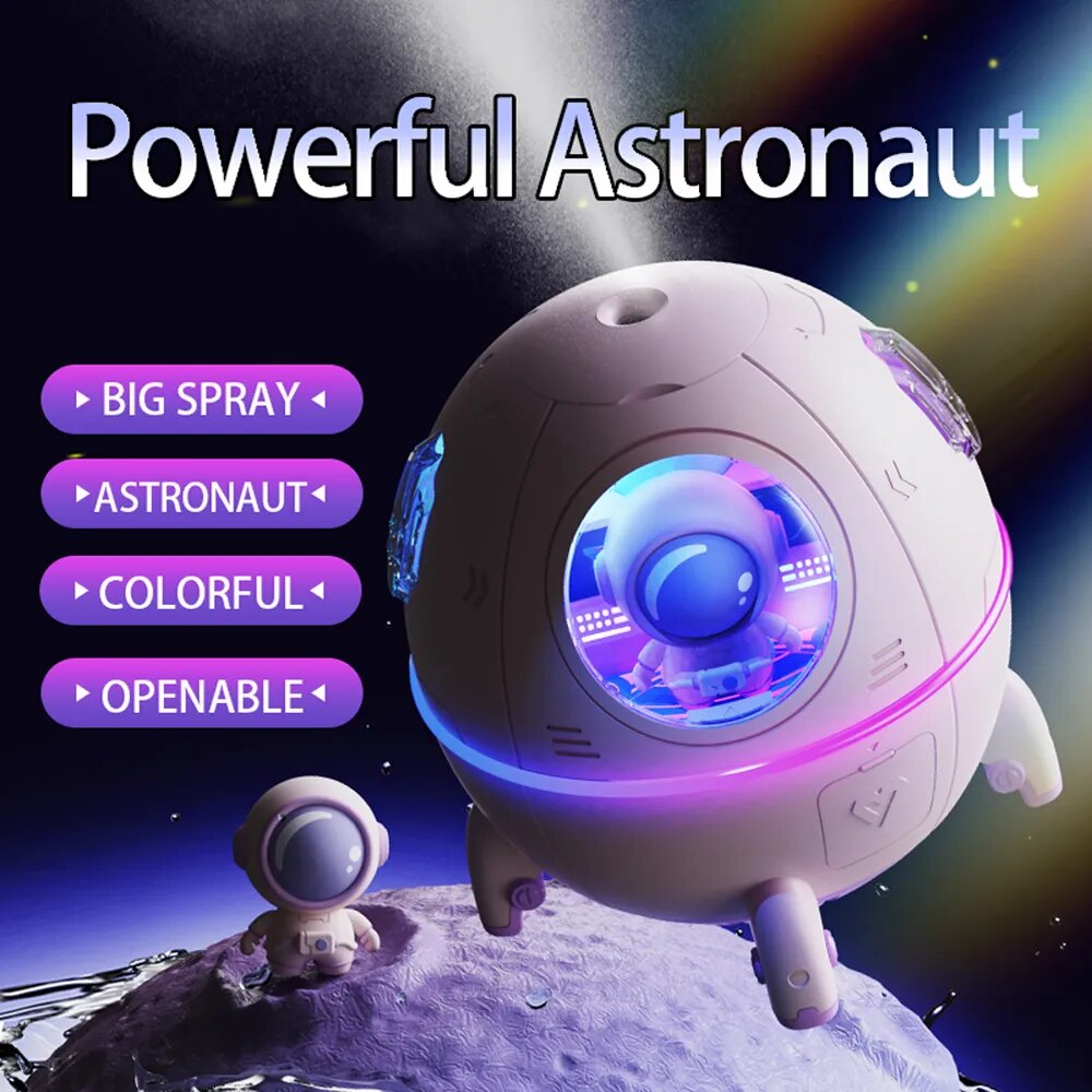 Humidificador de aire con astronauta para niños, difusor de aceites aromáticos con luz nocturna, batería recargable de 220 mAh, regalo para el hogar, 1200 ml, nuevo