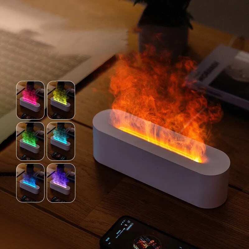 Humidificador difusor de Aroma de llama RGB, luz de simulación de escritorio USB, purificador de aire de aromaterapia para dormitorio con 7 colores, el más nuevo