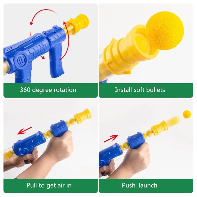 Hungry Shooting Duck Toys pistola alimentada por aire, Bola de bala suave con luz, puntuación electrónica, juegos de batalla, pistola divertida, juguete para niños