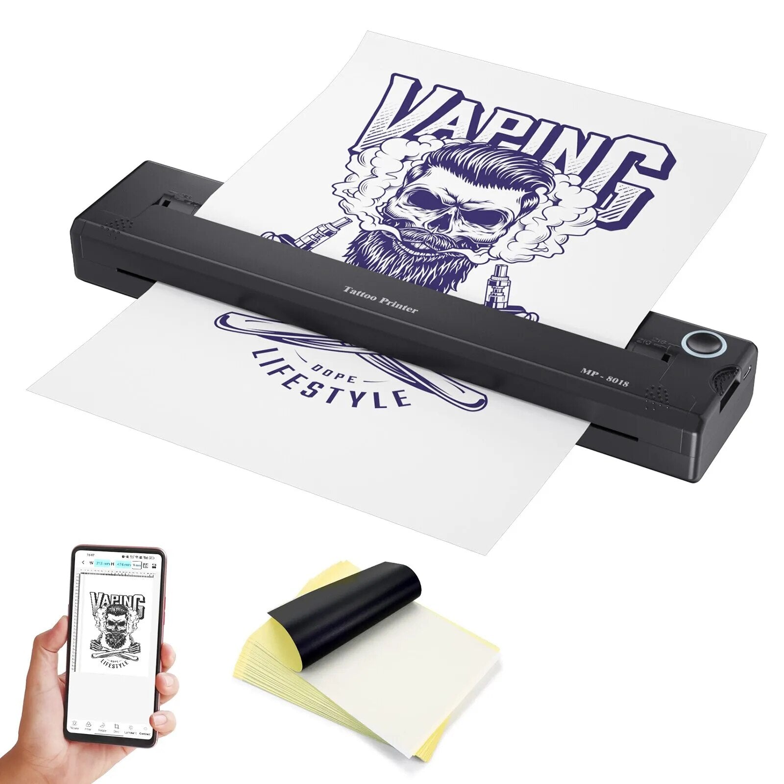 Impresora de transferencia de tatuajes portátil, miniplantilla térmica de red inalámbrica, copiadora de impresión de dibujo de línea
