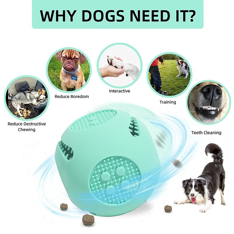 Juguete interactivo para perro y gato, Bola de goma resistente a las mordeduras, juguetes para masticar, bolas de Limpieza de dientes con fugas de silicona, productos para mascotas