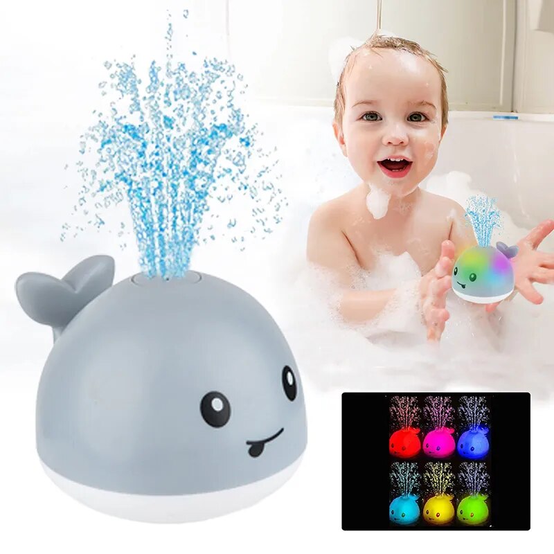 Juguetes de baño con luz para bebé, rociador automático de ballena, bañera, piscina, ducha de baño, regalo para niños pequeños