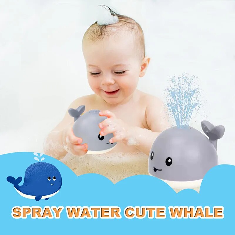 Juguetes de baño con luz para bebé, rociador automático de ballena, bañera, piscina, ducha de baño, regalo para niños pequeños