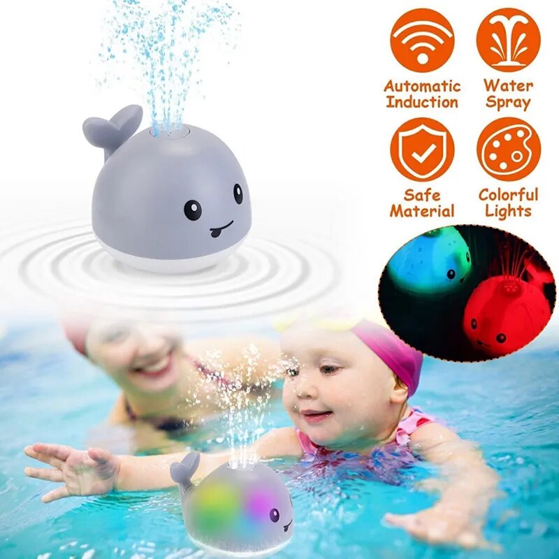 Juguetes de baño con luz para bebé, rociador automático de ballena, bañera, piscina, ducha de baño, regalo para niños pequeños