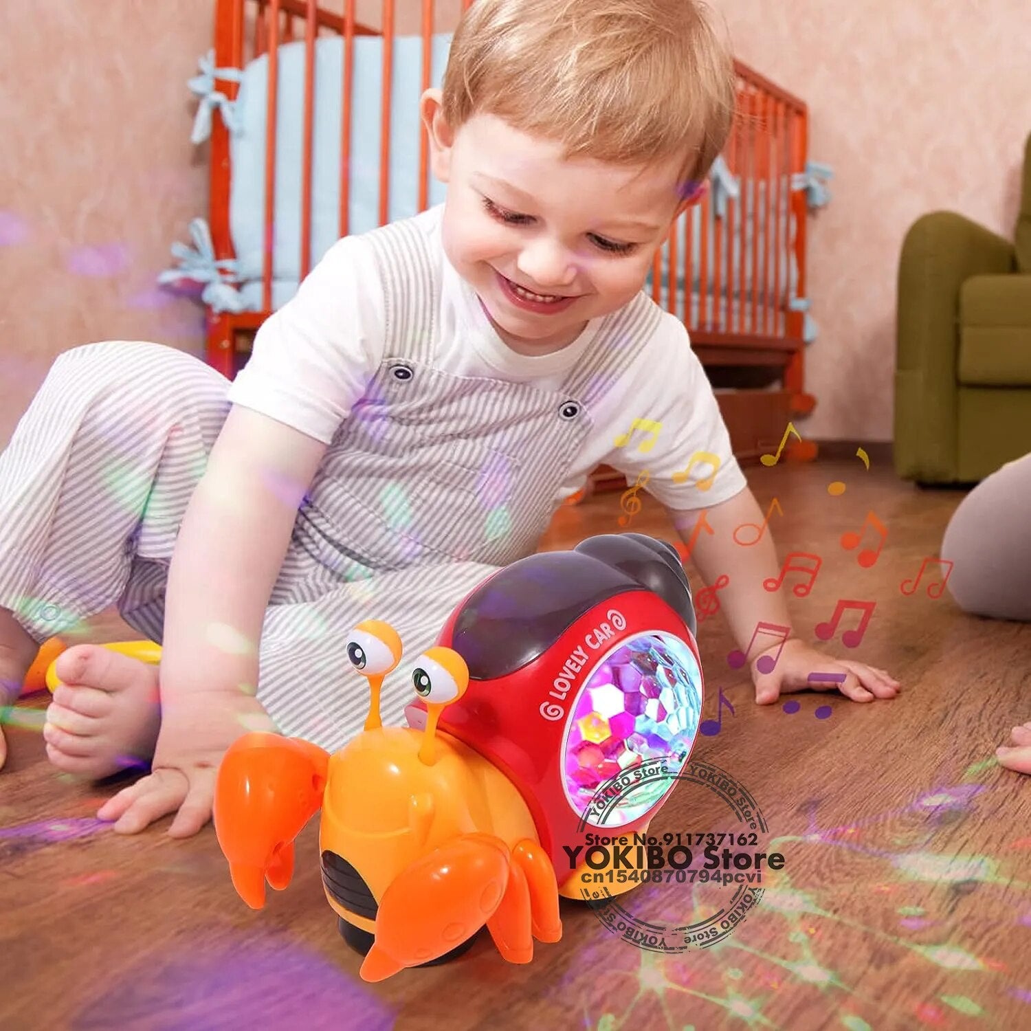 Juguetes de cangrejo para gatear con música, luz LED, juguetes musicales interactivos para bebés, juguetes para gatear, juguetes para niños pequeños en movimiento, 0, 12