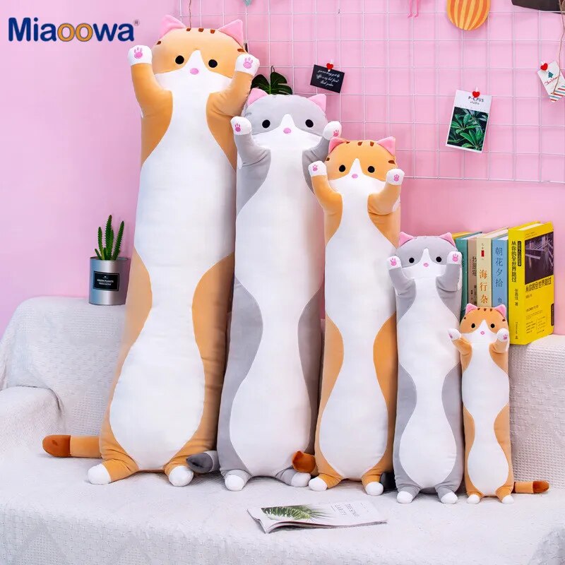 Juguetes de peluche de gato para niños y niñas, peluches suaves y largos de 50/70cm, almohada de siesta para oficina, cama para dormir, regalo de decoración para el hogar