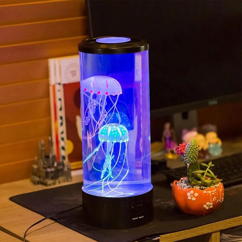 Lámpara LED de medusas de 5 colores para decoración del hogar y dormitorio, luz nocturna de mesa con USB, iluminación de regalo para niños