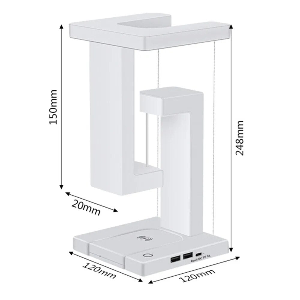 Lámpara LED de noche antigravedad con cargador inalámbrico, Multifunc lámpara de escritorio, regulable, decoración de dormitorio, 10W