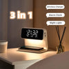 Lámpara de mesita de noche creativa 3 en 1, carga inalámbrica, pantalla LCD, reloj despertador, cargador de teléfono inalámbrico para Iphone