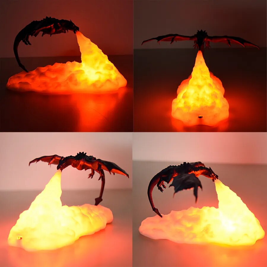 Lámpara recargable de escritorio para el hogar, lámpara con impresión 3D de dragón de hielo y fuego, el mejor regalo para niños, decoración familiar para el hogar