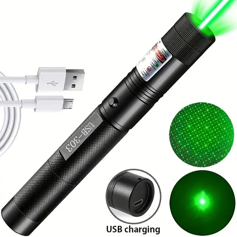 Luz láser recargable por USB, adecuada para caza al aire libre, senderismo, Camping, rayo láser de larga distancia, linterna láser verde