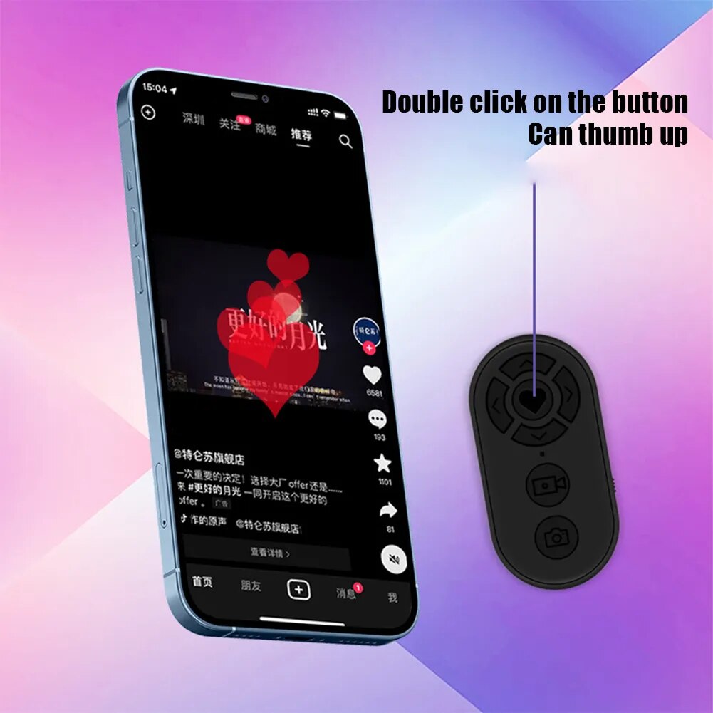 Mando a distancia recargable compatible con Bluetooth, 7 botones, disparador de foto para Selfie de teléfono móvil inalámbrico para Página de vídeo