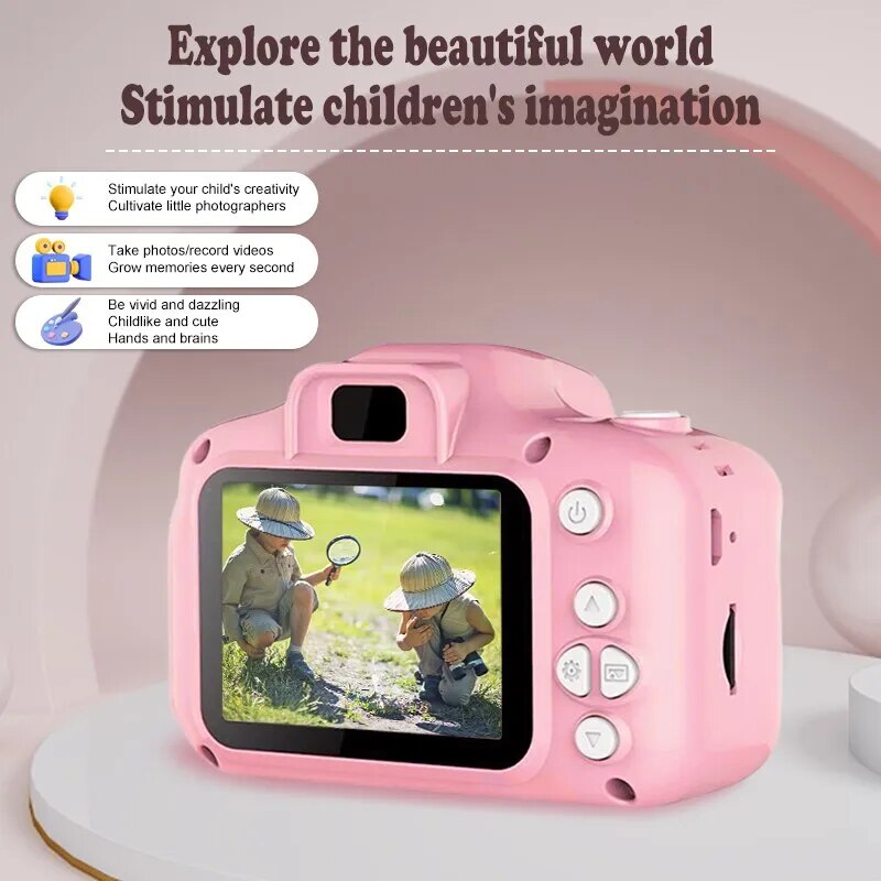 Mini cámara de dibujos animados para niños que toma fotos videos reproducción de música juguetes de dibujos animados para bebés mini cámara regalos de cumpleaños juguetes al aire libre