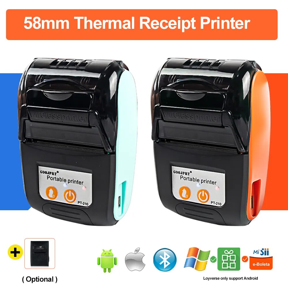 Mini impresora térmica de recibos de 58mm, dispositivo de impresión portátil sin tinta, de bolsillo, inalámbrica, con Bluetooth, para Android e IOS