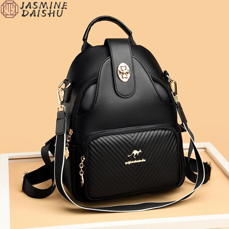 Mochila De Viaje de cuero suave para mujer, bolso de hombro de alta calidad, mochila escolar de gran capacidad para niña