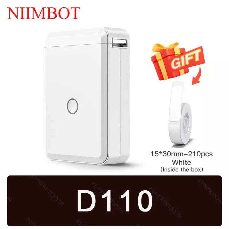 Niimbot-impresora de etiquetas D110, papel térmico, cinta inalámbrica sin tinta, incluye varias plantillas, disponible para teléfono, oficina y hogar