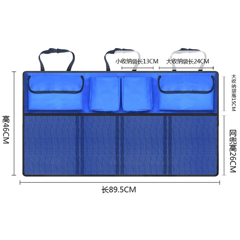 Organizador de maletero de coche, bolsa de almacenamiento de red de alta capacidad, ajustable, multiusos, Oxford, de respaldo de asiento trasero universal