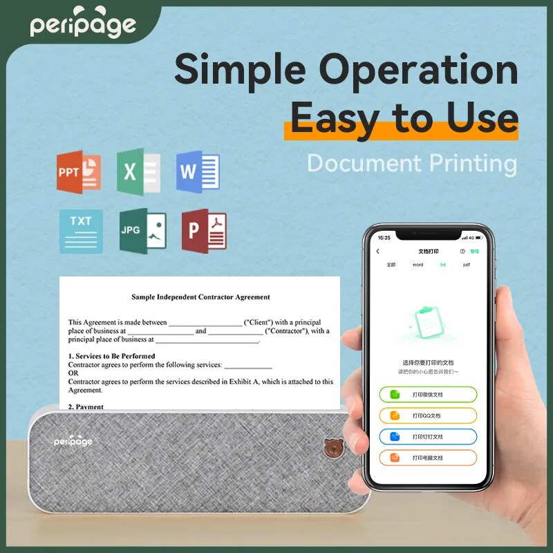 PeriPage-impresora de transferencia térmica A40, máquina de impresión portátil de papel A4, USB, Bluetooth, inalámbrica, para sistema IOS y Android