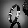 Pulsera de piel auténtica estilo Punk para hombre, brazalete de cuentas de runas nórdicas de acero inoxidable, varias capas, trenzado, regalo de joyería para pareja