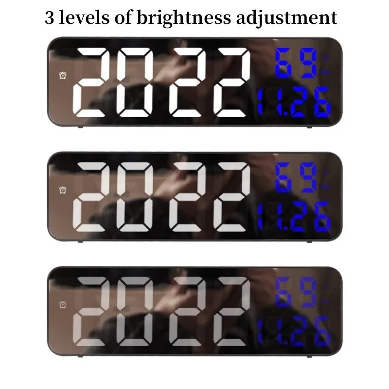 Reloj de pared Digital grande de 9 pulgadas, pantalla de temperatura y humedad, modo nocturno, despertador de mesa, 12/24H, reloj electrónico LED