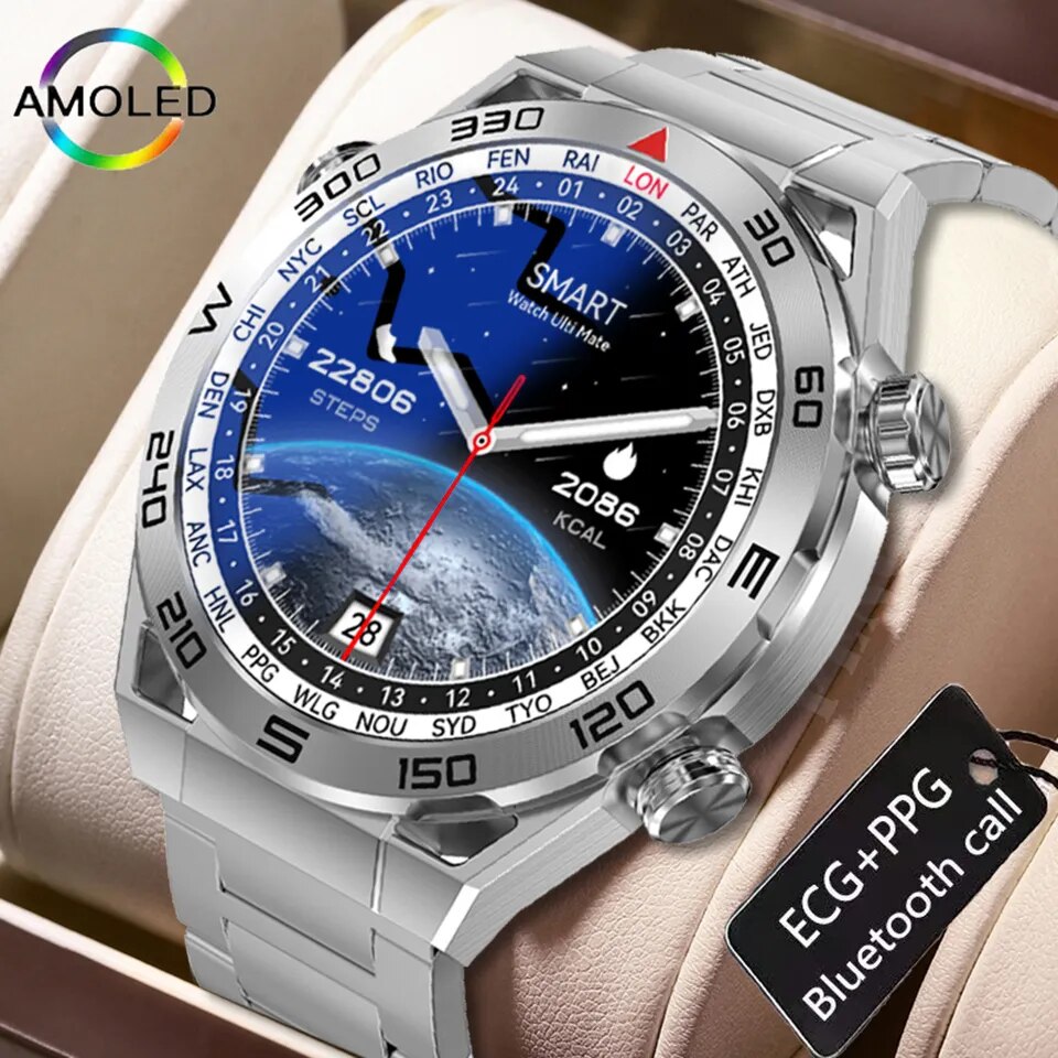 Reloj inteligente NFC para hombre, pulsera resistente al agua IP68, ECG + PPG, Pantalla AMOLED 2023x454 HD, control del ritmo cardíaco, llamadas por Bluetooth, para Huawei y Xiaomi, 454