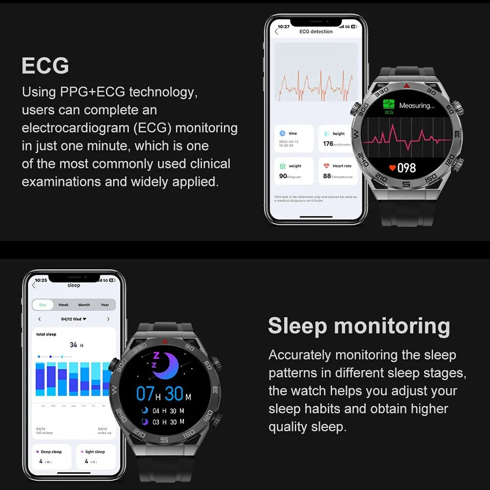 Reloj inteligente NFC para hombre, pulsera resistente al agua IP68, ECG + PPG, Pantalla AMOLED 2023x454 HD, control del ritmo cardíaco, llamadas por Bluetooth, para Huawei y Xiaomi, 454