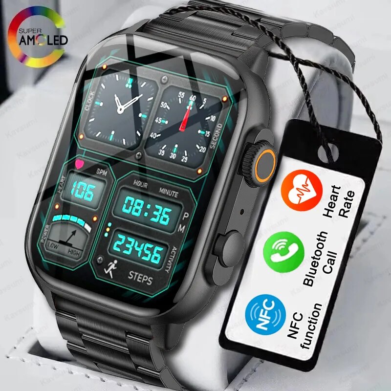 Reloj inteligente Ultra con Pantalla AMOLED para hombre y mujer, pulsera deportiva con Bluetooth, llamadas, Serie 8, NFC, alta actualización, Pruebas de salud, soporte en español,reloj inteligente hombre smartwatch