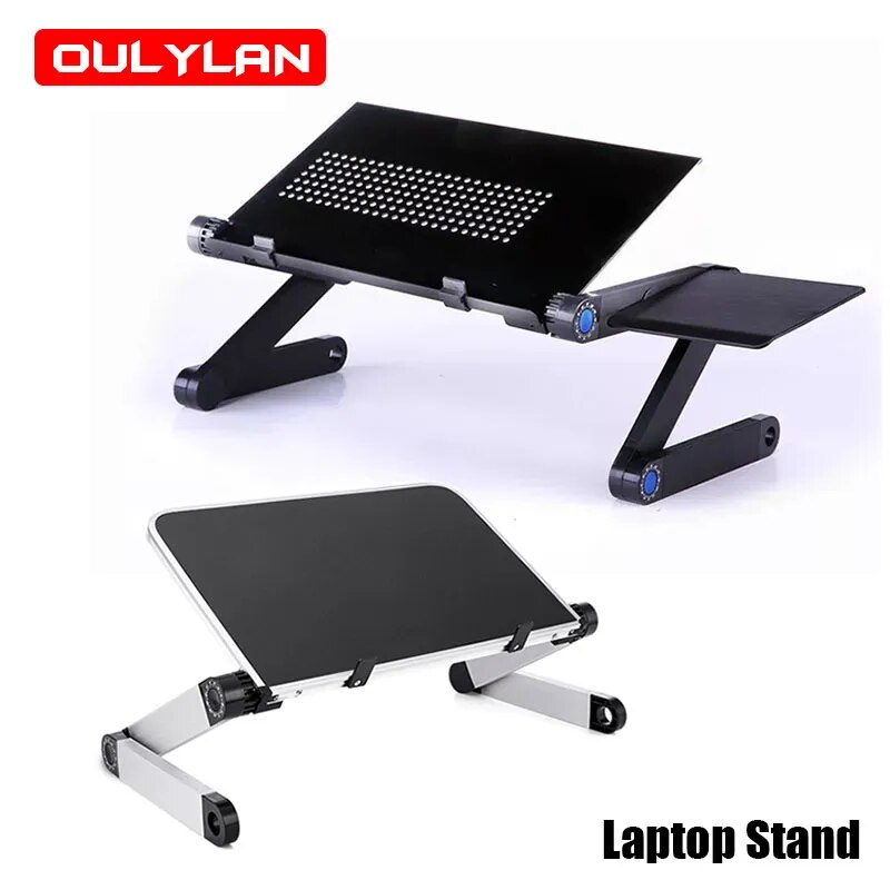 Soporte de escritorio ajustable para ordenador portátil, accesorio de aleación de aluminio para TV, cama, sofá, PC, Notebook, con alfombrilla de ratón